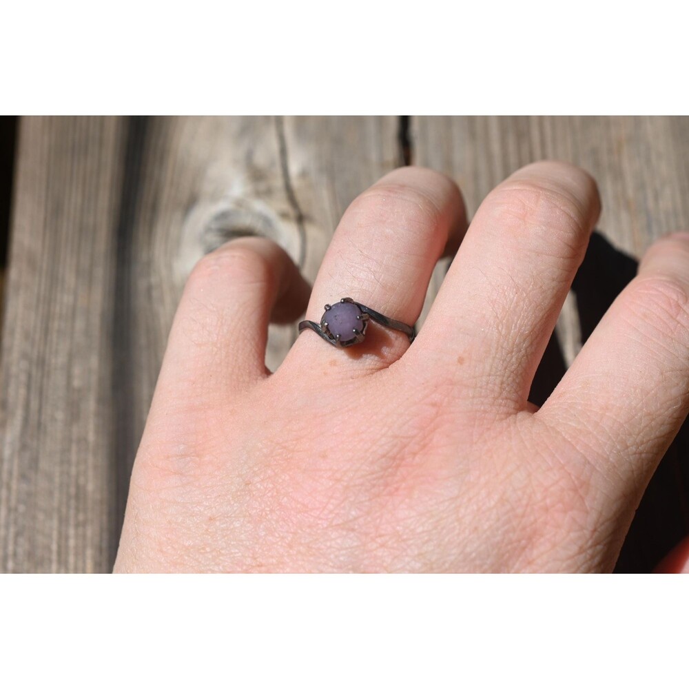 Grape Agate Ring Minimalist Handcrafted Purple Gemstone Jewelry, Unique Silver B
